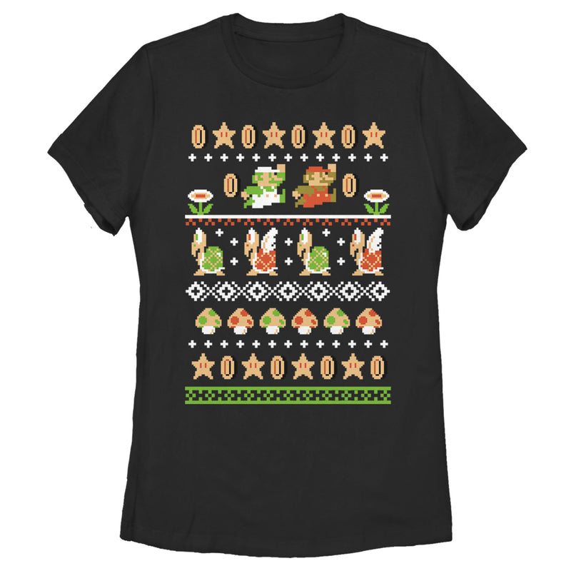 Women's Nintendo Super Mario Bros Pattern T-Shirt