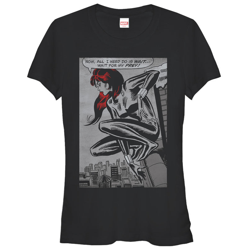 Junior's Marvel Black Widow Wait for Prey T-Shirt