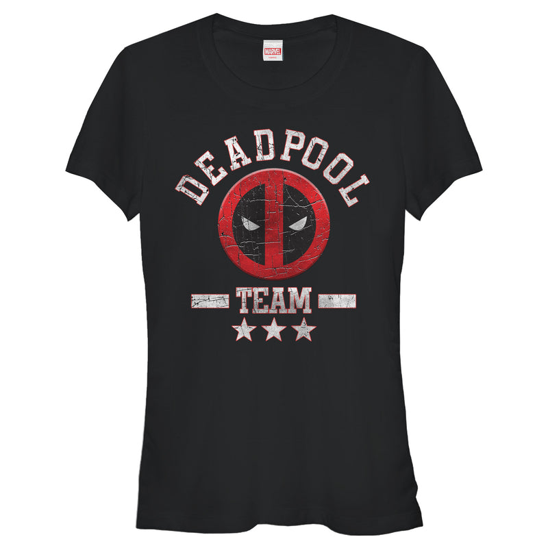 Junior's Marvel Deadpool Cracked Logo Team T-Shirt