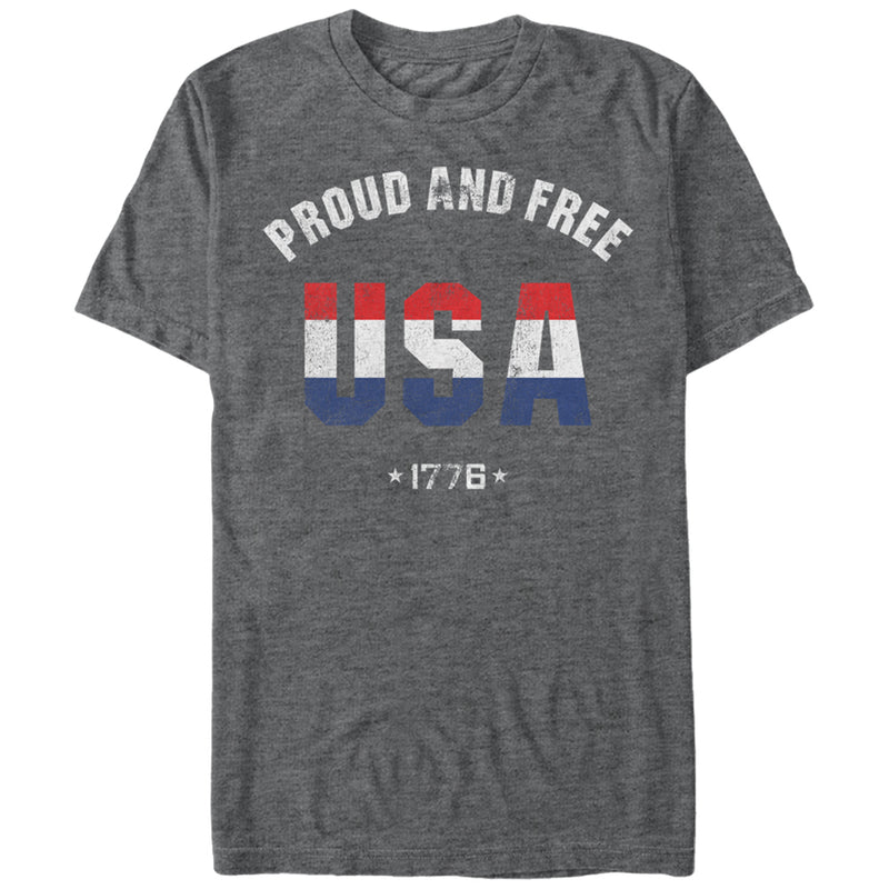 Men's Lost Gods Fourth of July  Proud and Free USA 1776 T-Shirt