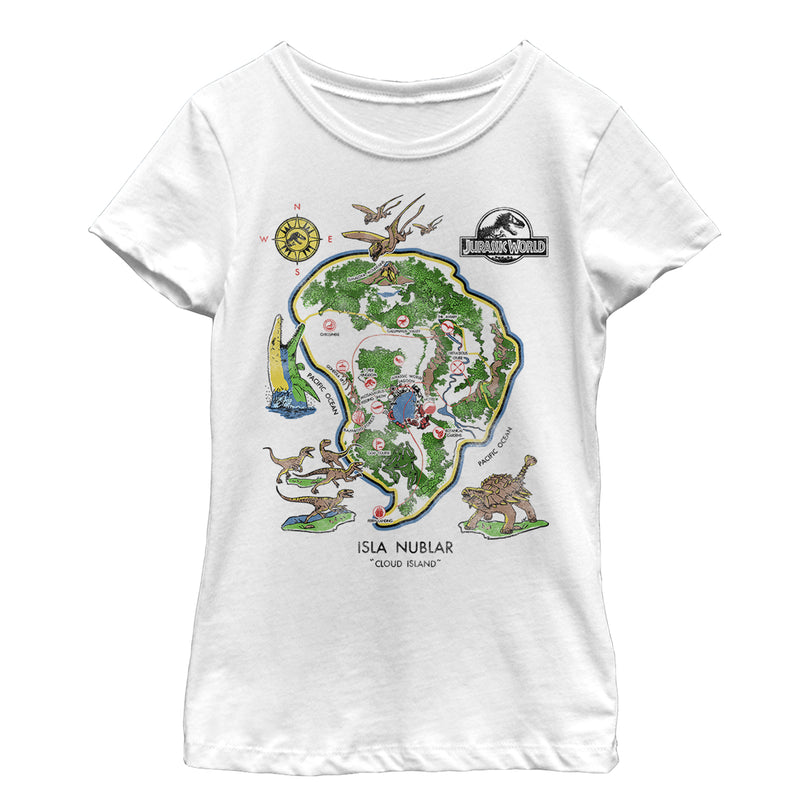 Girl's Jurassic World Isla Nublar Detail Map T-Shirt