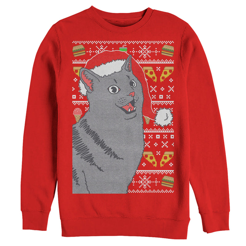 Women's Lost Gods Ugly Christmas Food Cat Sweatshirt
