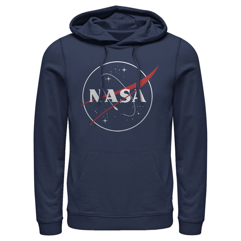 Men's NASA Outline Simple Logo Pull Over Hoodie