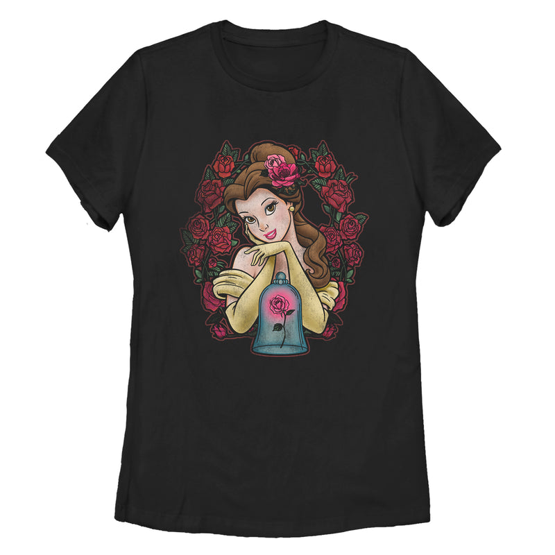 Women's Beauty and the Beast Belle Rose Wreath T-Shirt