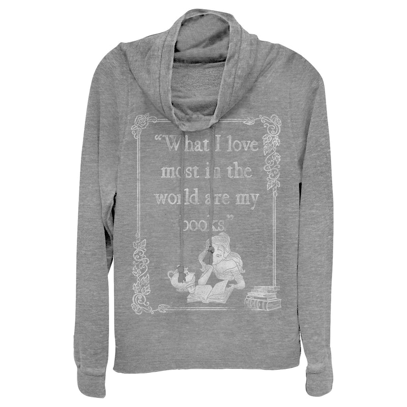 Junior's Beauty and the Beast Belle Loves Books Cowl Neck Sweatshirt