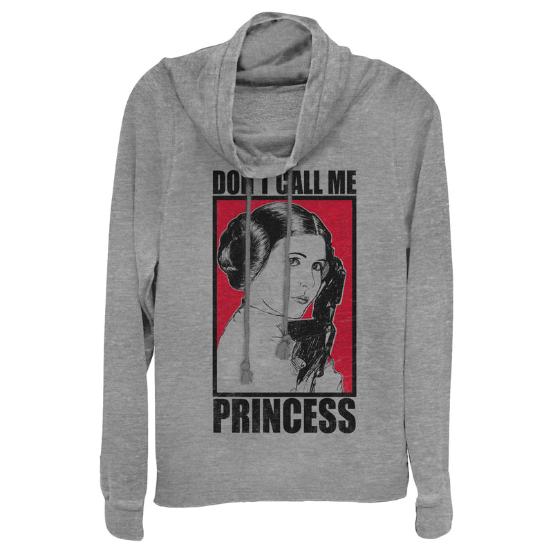 Junior's Star Wars Bold Don't Call Me Princess Leia Cowl Neck Sweatshirt
