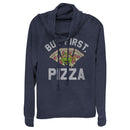 Junior's Teenage Mutant Ninja Turtles But First Pizza Cowl Neck Sweatshirt