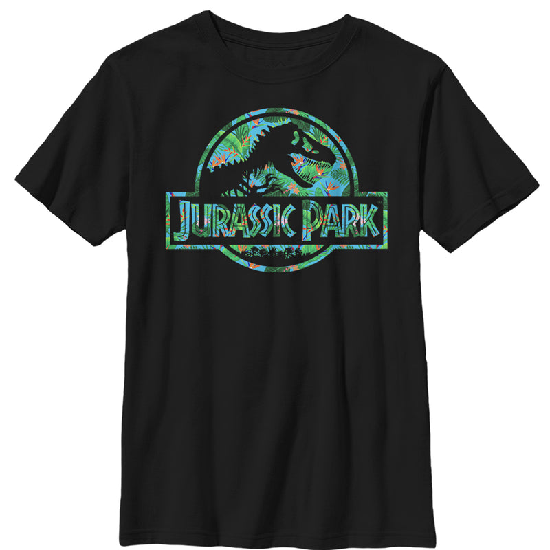 Boy's Jurassic Park Floral T Rex Logo T-Shirt