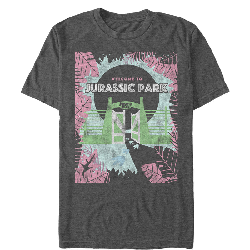 Men's Jurassic Park Welcome Gates Cartoon T-Shirt