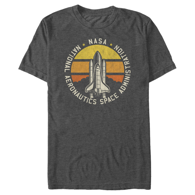 Men's NASA Rocket Ship Sunset Circle Logo T-Shirt