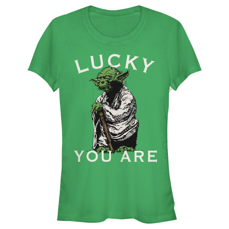 Junior's Star Wars St. Patrick's Day Yoda Lucky You Are T-Shirt