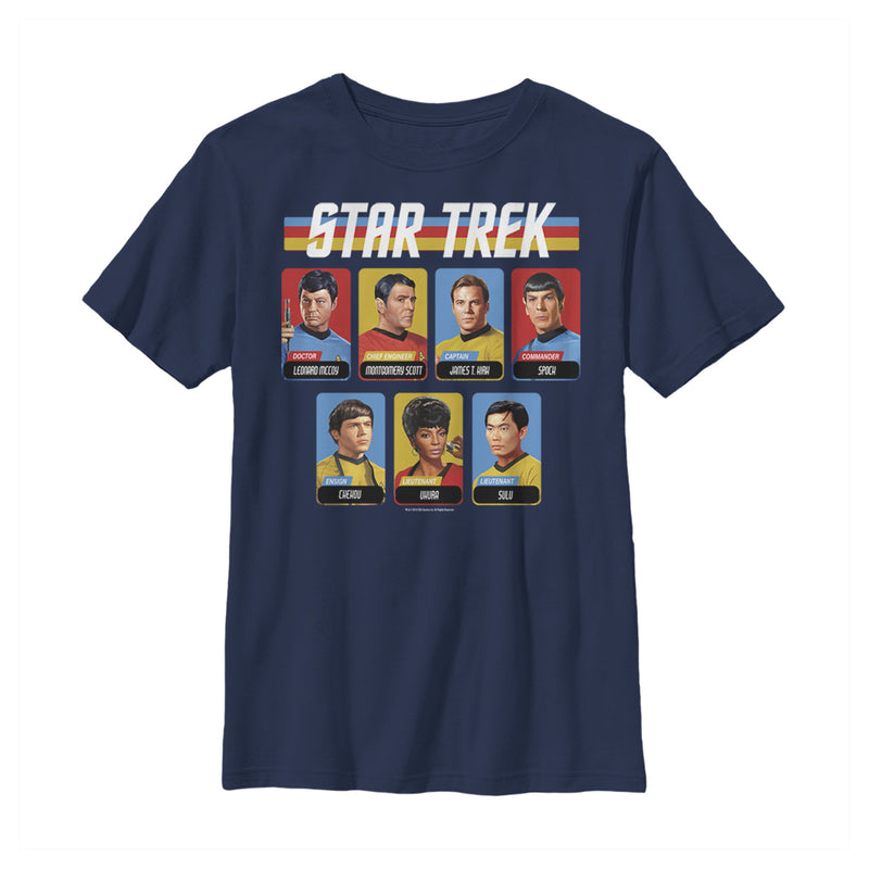 Boy's Star Trek Rainbow Enterprise Crew Playing Cards T-Shirt