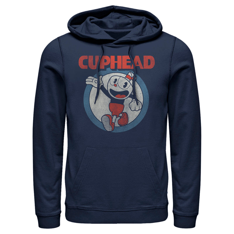 Men's Cuphead Smile and Wave Distressed Pull Over Hoodie