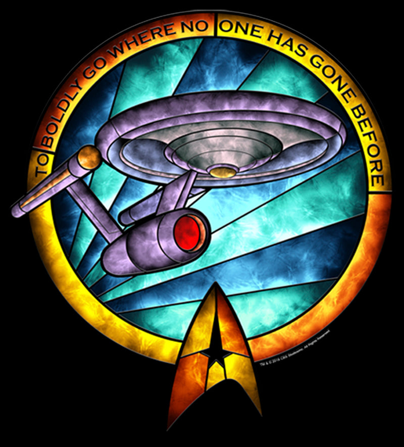 Boy's Star Trek USS Enterprise Stained Glass To Boldly Go T-Shirt