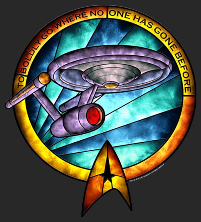 Women's Star Trek USS Enterprise Stained Glass To Boldly Go T-Shirt