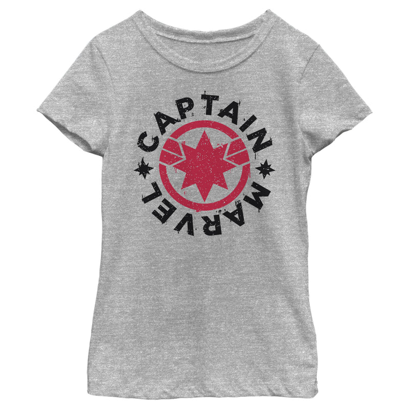 Girl's Marvel Captain Marvel Star Symbol Circle T-Shirt