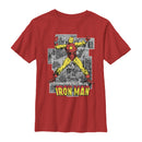Boy's Marvel Iron Man Gray Grayscale Panels T-Shirt