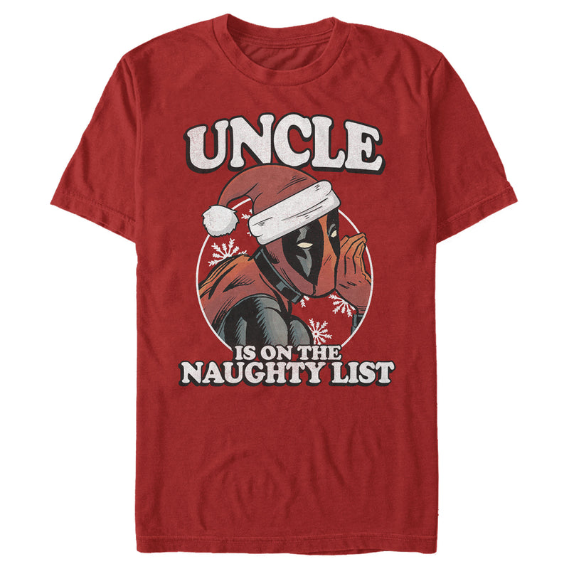 Men's Marvel Christmas Deadpool Uncle on Naughty List T-Shirt