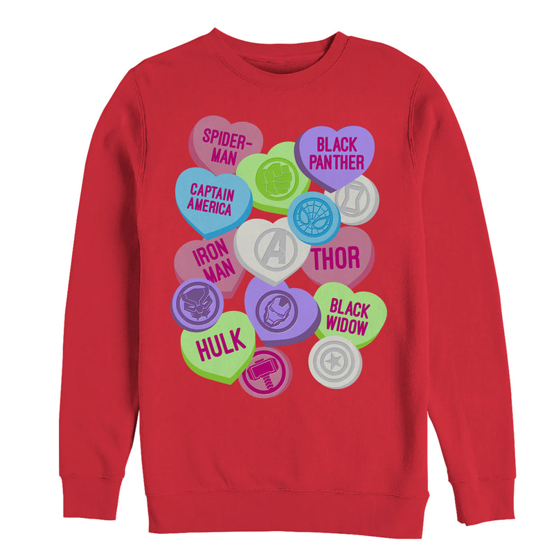 Men's Marvel Valentine's Day Candy Heart Heroes Sweatshirt
