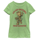 Girl's Marvel Christmas Groot Galaxy Greetings Daughter T-Shirt