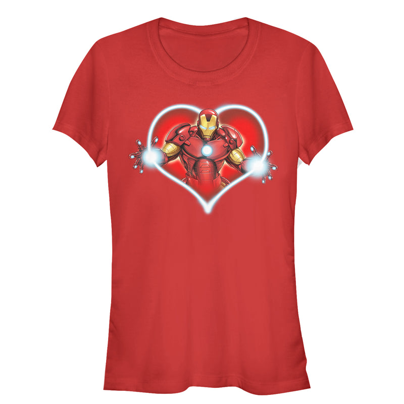 Junior's Marvel Valentine's Day Iron Man Heart Frame T-Shirt