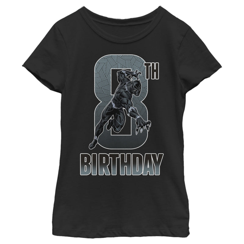 Girl's Marvel Black Panther Action Pose 8th Birthday T-Shirt