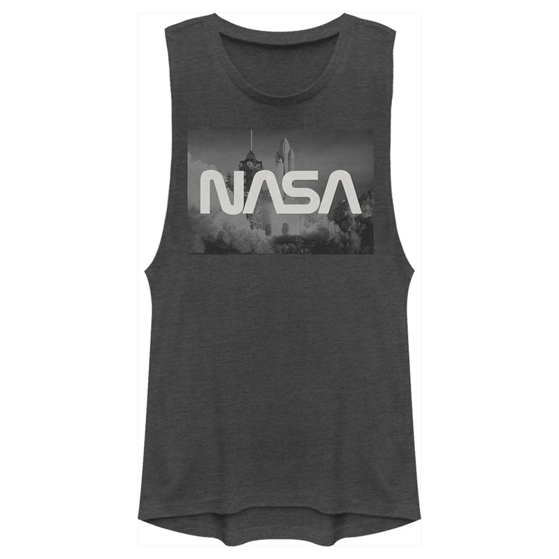Junior's NASA Space Shuttle Blast Off Text Over Lay Festival Muscle Tee