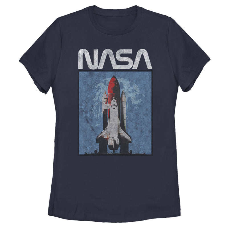 Women's NASA Logo Shuttle Rocket Ship Poster Style T-Shirt