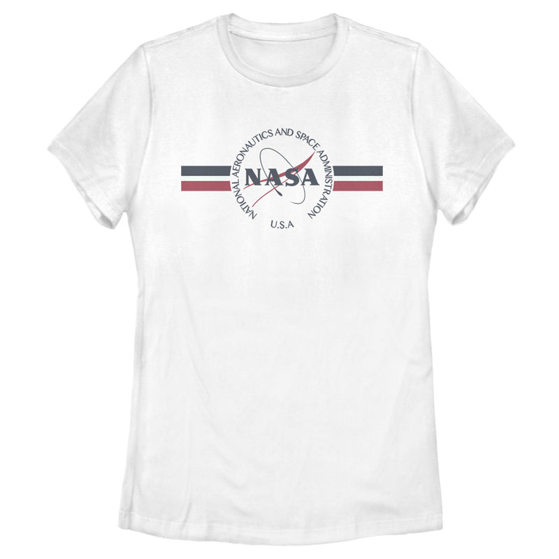 Women's NASA Red White And Blue Banner Logo T-Shirt