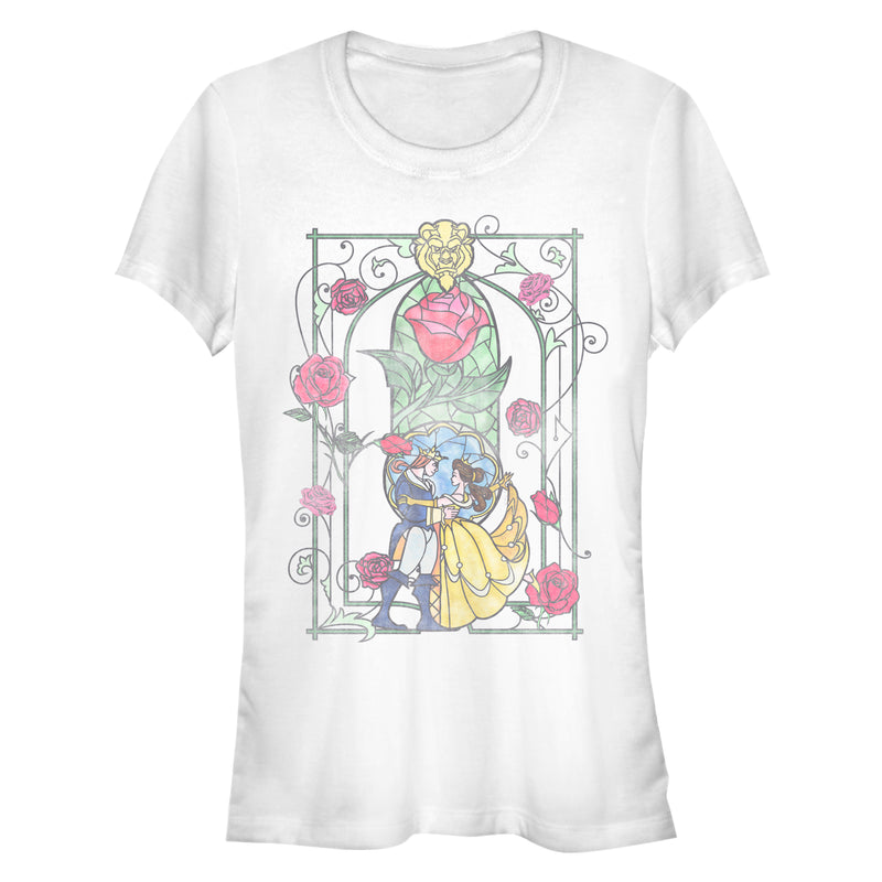 Junior's Beauty and the Beast Classic Love Stained Glass T-Shirt