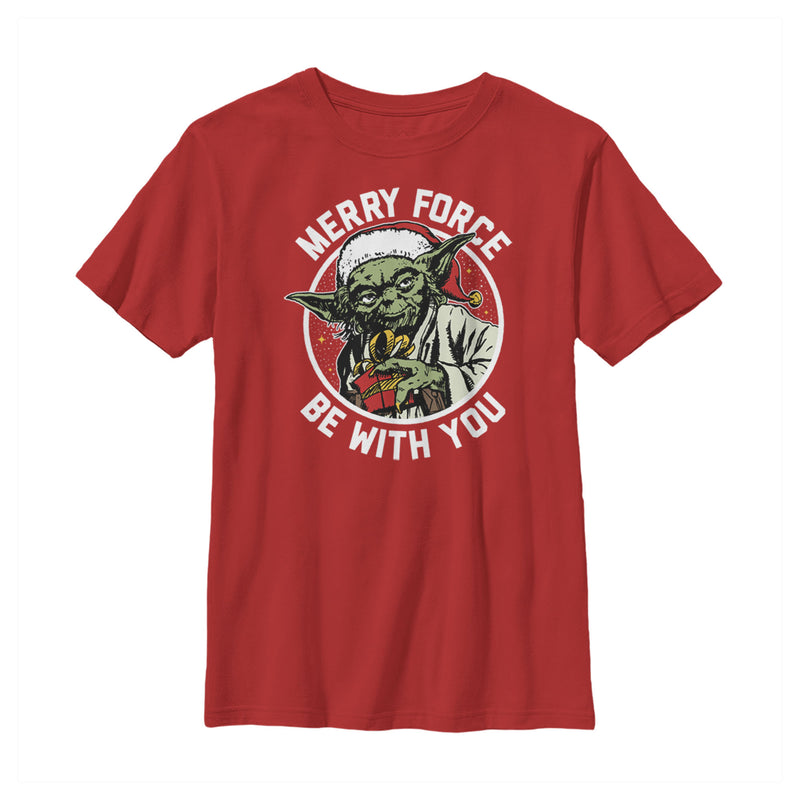 Boy's Star Wars Christmas Yoda May the Force T-Shirt