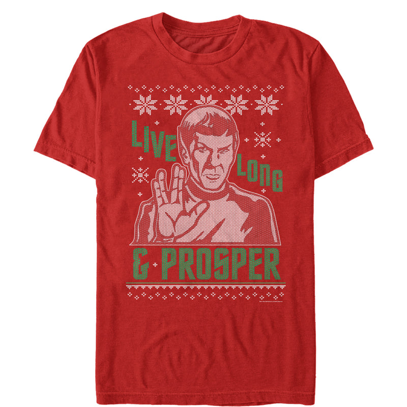 Men's Star Trek Spock Live Long and Prosper Ugly Christmas T-Shirt