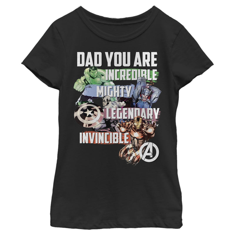 Girl's Marvel Daddy You are Our Super Hero T-Shirt