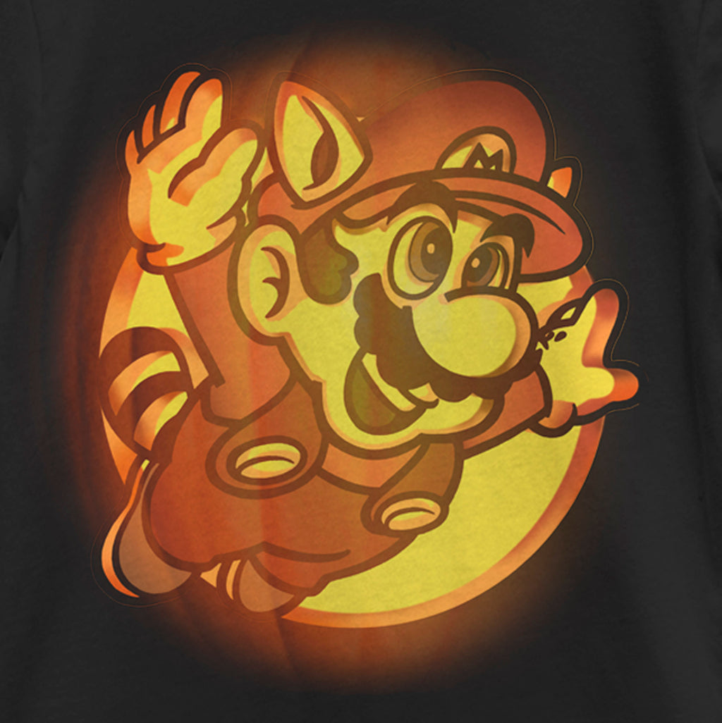 Girl's Nintendo Super Mario Bros. 3 Raccoon Mario Jack-O'-Lantern T-Shirt