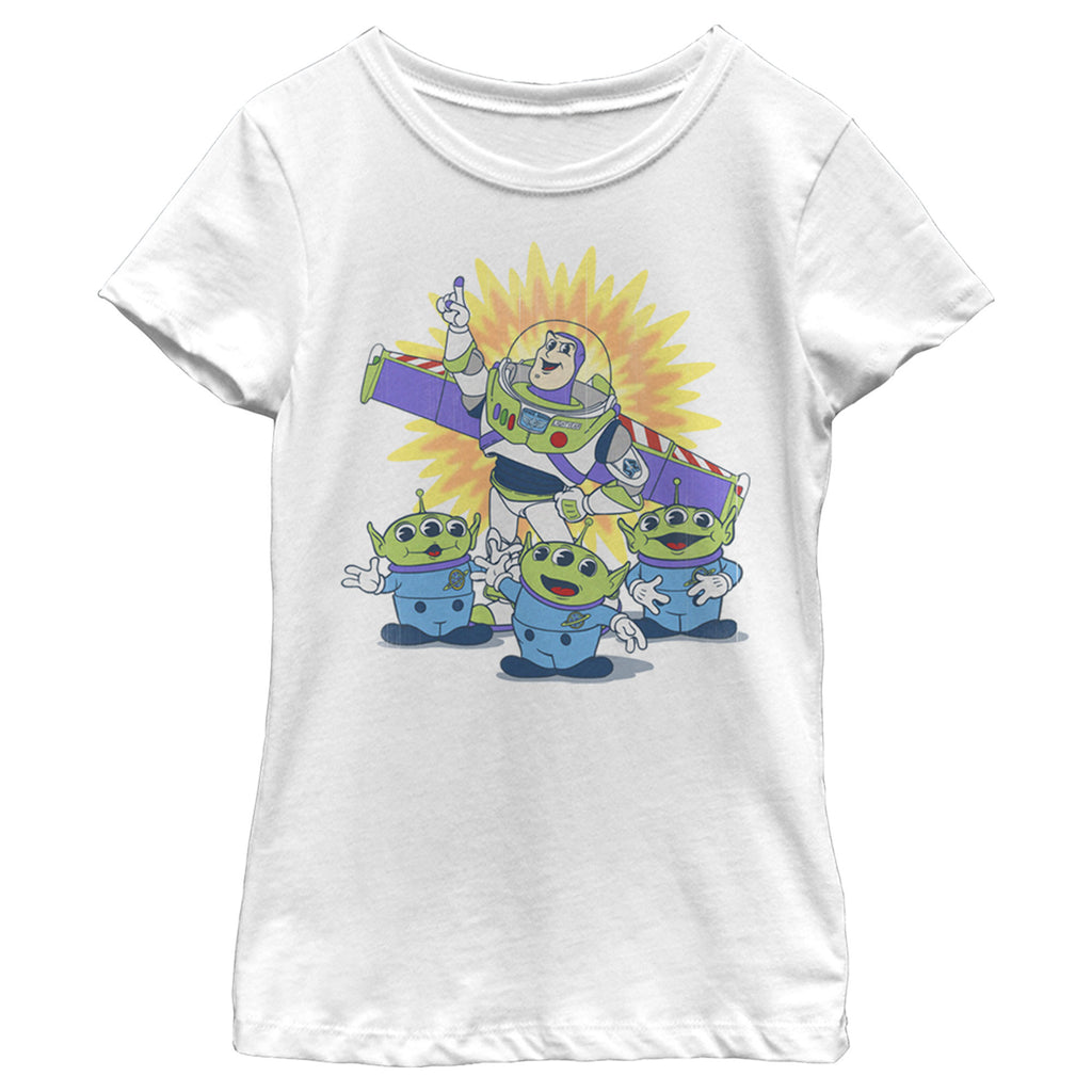 Girl's Toy Story Buzz Lightyear and Aliens T-Shirt