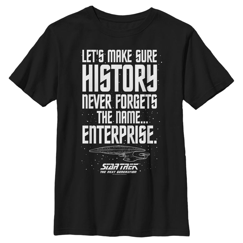 Boy's Star Trek: The Next Generation Let's Make Sure History Never Forgets The USS Enterprise T-Shirt
