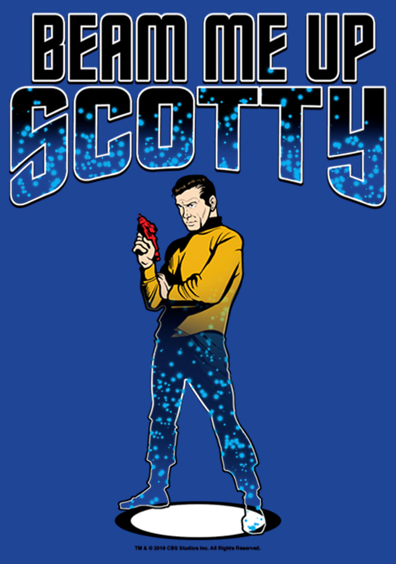 Junior's Star Trek Cartoon Kirk Beam Me Up Scotty Transporter T-Shirt