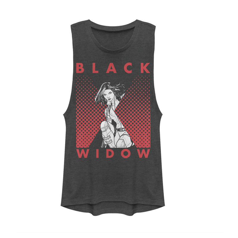 Junior's Marvel Black Widow Gradient Pose Festival Muscle Tee