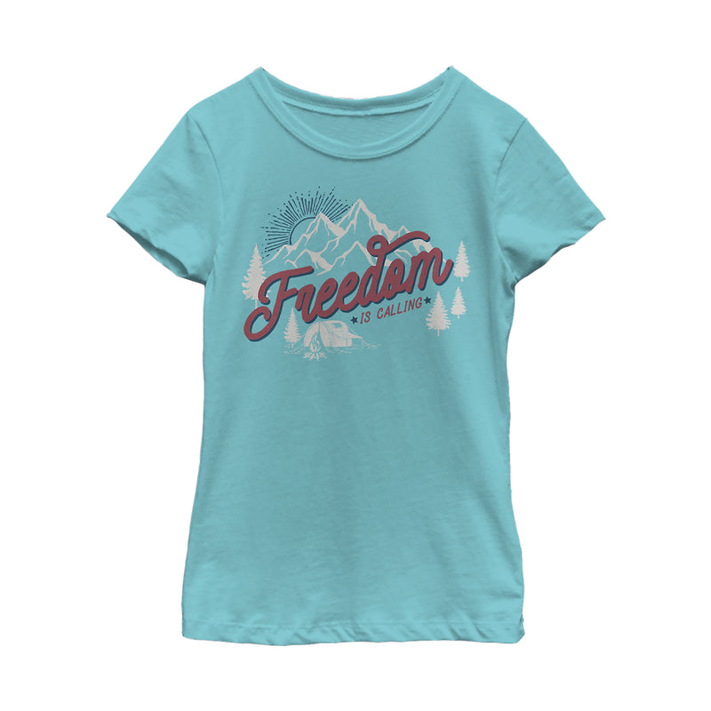 Girl's Lost Gods Fourth of July  Freedom is Calling T-Shirt