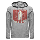 Men's NASA Red And Orange Hue Lift Off Sticker Logo Pull Over Hoodie