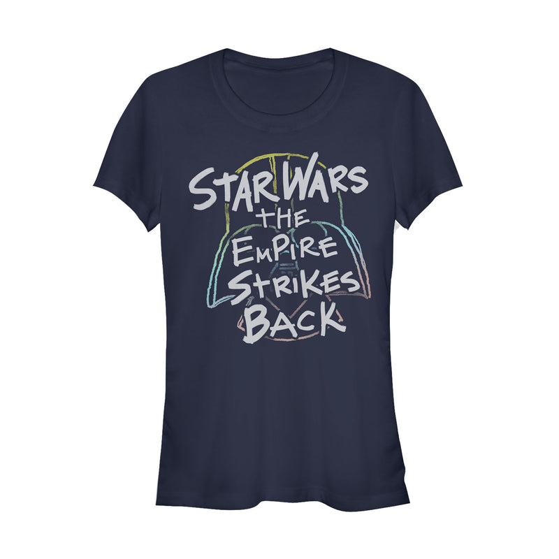 Junior's Star Wars Empire Strikes Back Crayon Outline T-Shirt