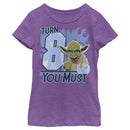 Girl's Star Wars Yoda Turn 8 You Must Rebel Logo Portrait T-Shirt