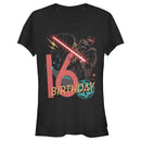Junior's Star Wars Darth Vader 16th Birthday Abstract Background T-Shirt