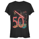 Junior's Star Wars Darth Vader 50th Birthday Abstract Background T-Shirt