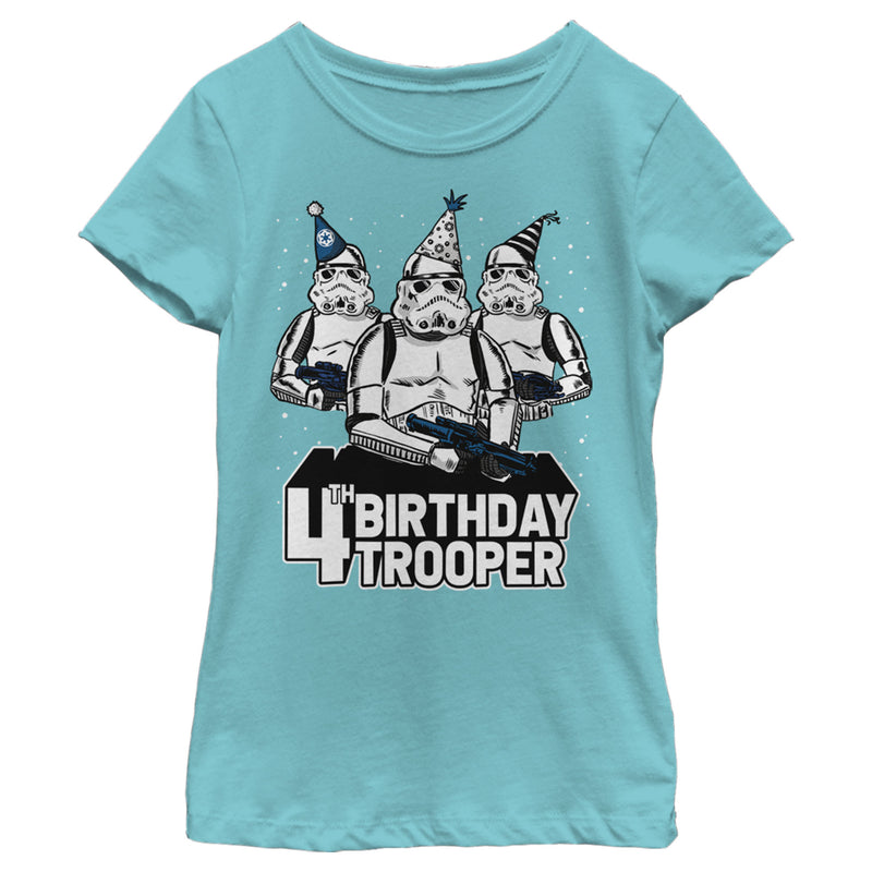 Girl's Star Wars Stormtrooper Party Hats Trio 4th Birthday Trooper T-Shirt
