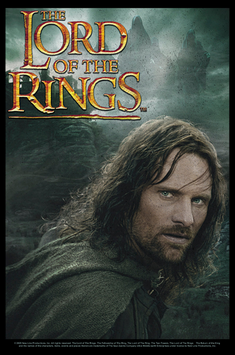 Men's The Lord of the Rings Fellowship of the Ring Aragorn Movie Poster T-Shirt