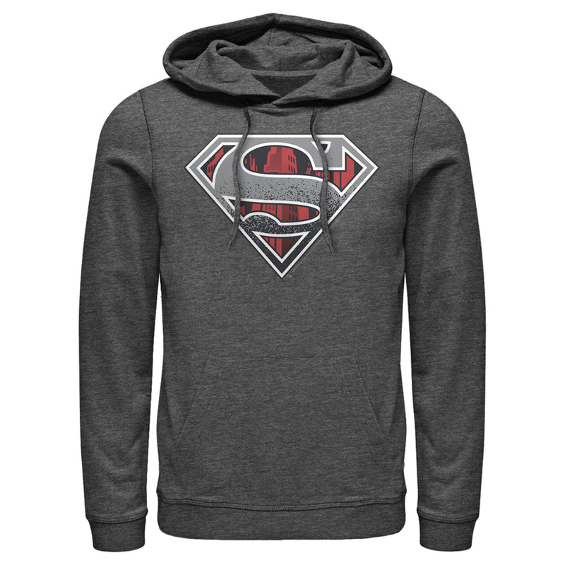 Men's Superman Logo Grunge Pull Over Hoodie