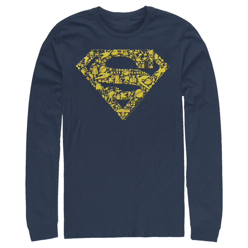 Men's Superman Logo Icon Collage Long Sleeve Shirt