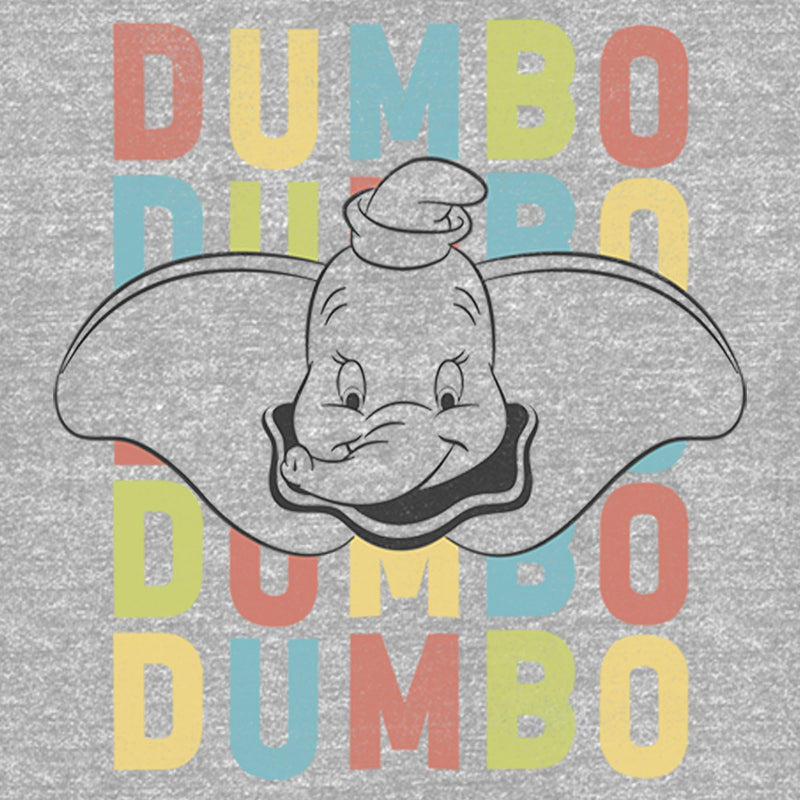 Junior's Dumbo Colorful Name Stack T-Shirt
