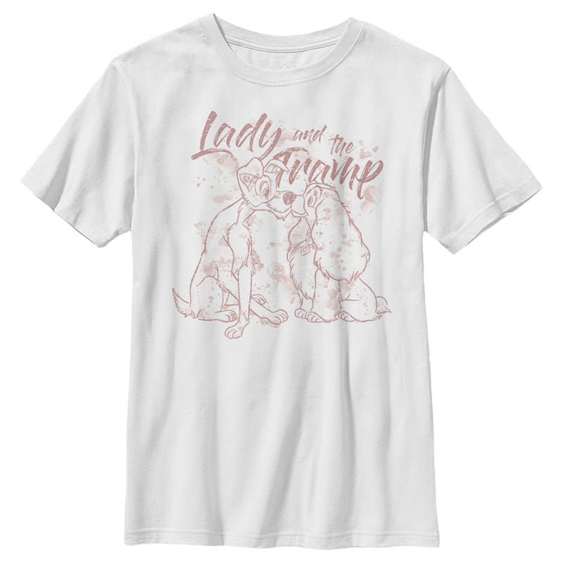 Boy's Lady and the Tramp Dog Kiss Outline T-Shirt